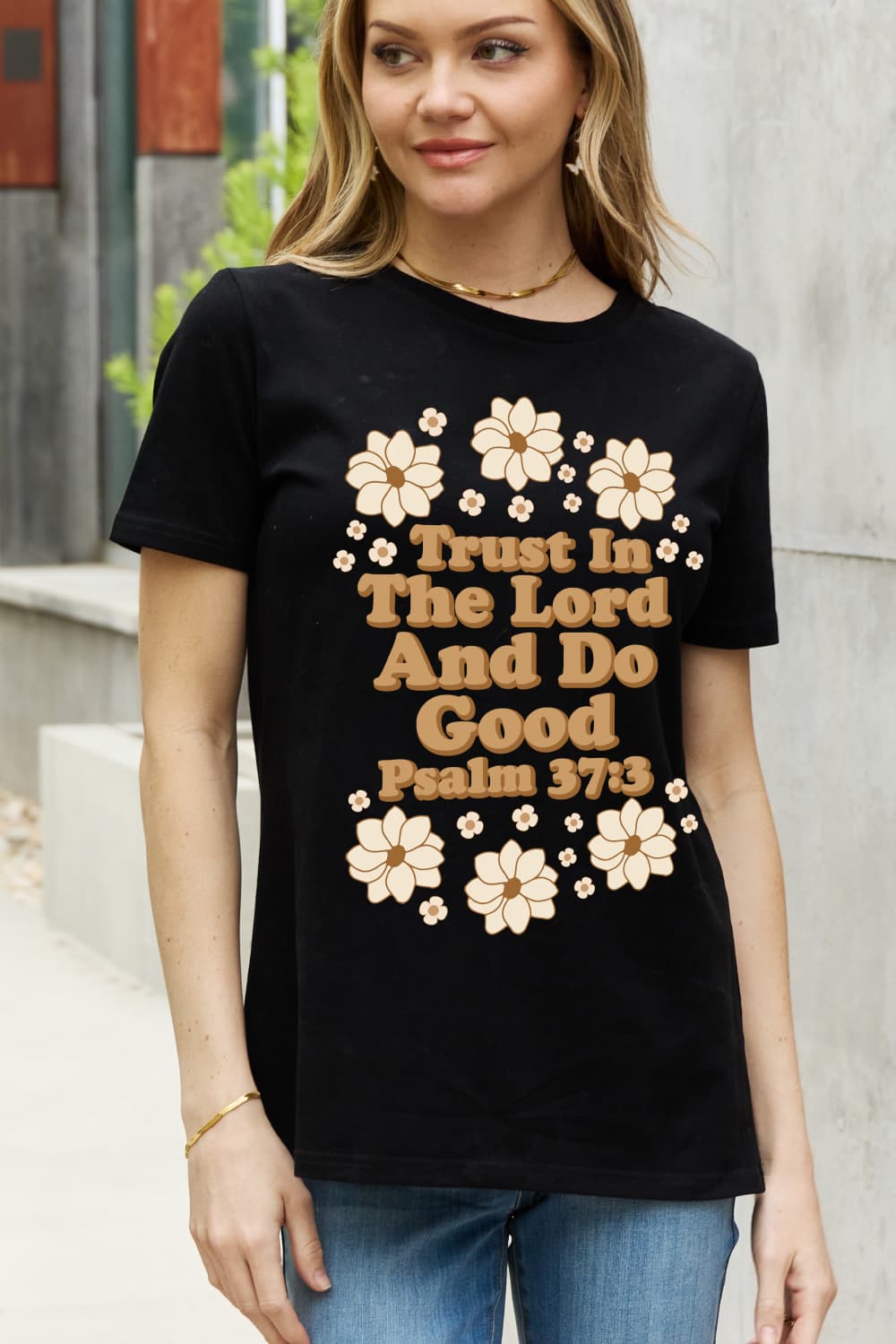 Simply Love TRUST IN THE LORD AND DO GOOD PSALM 37:3 Graphic Cotton Tee