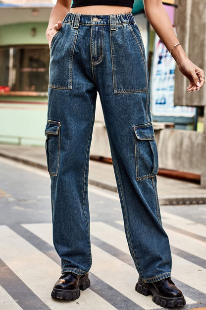 Long Straight Leg Cargo Pants Trendsi