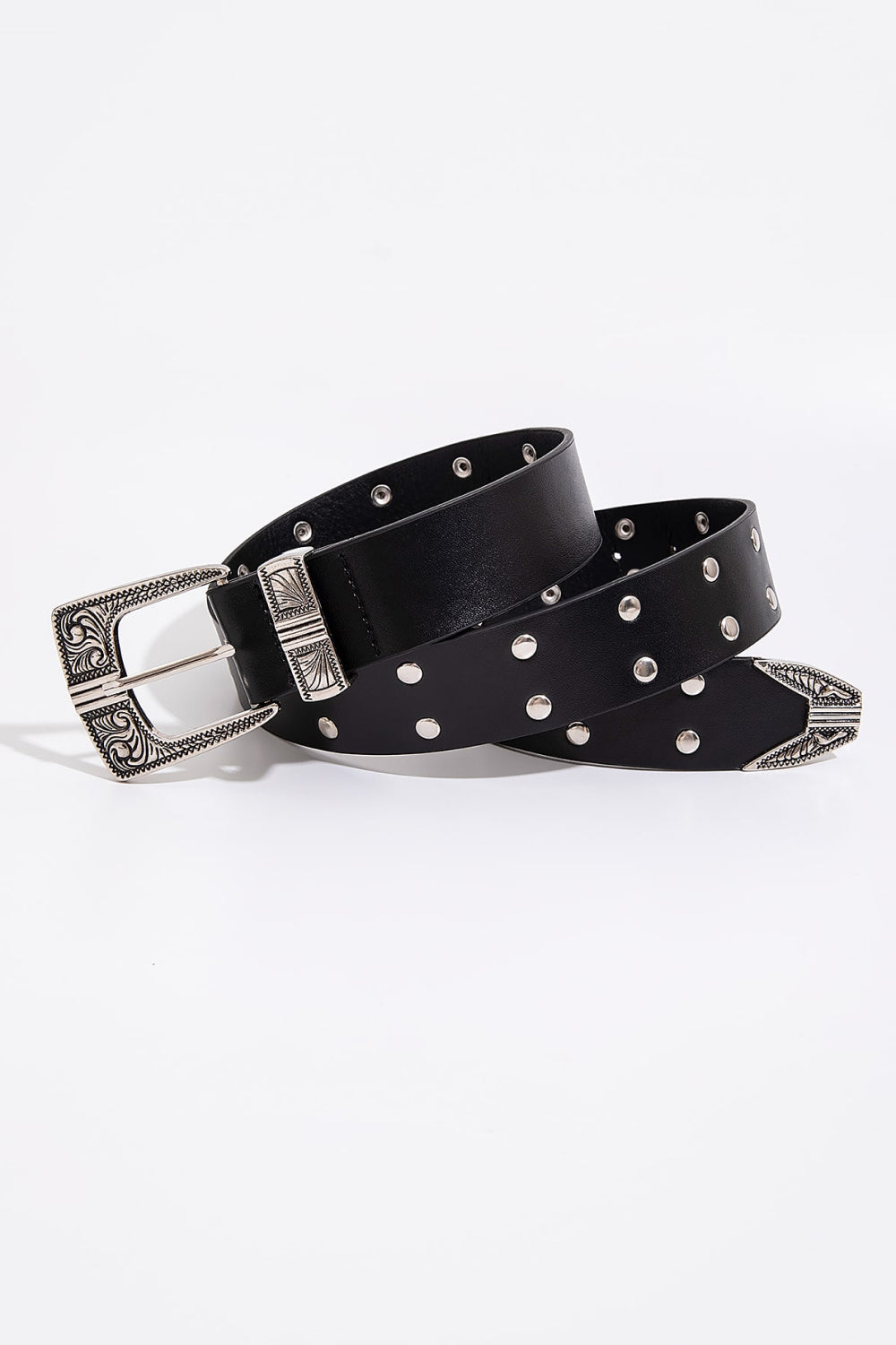 Double Row Studded PU Leather Belt