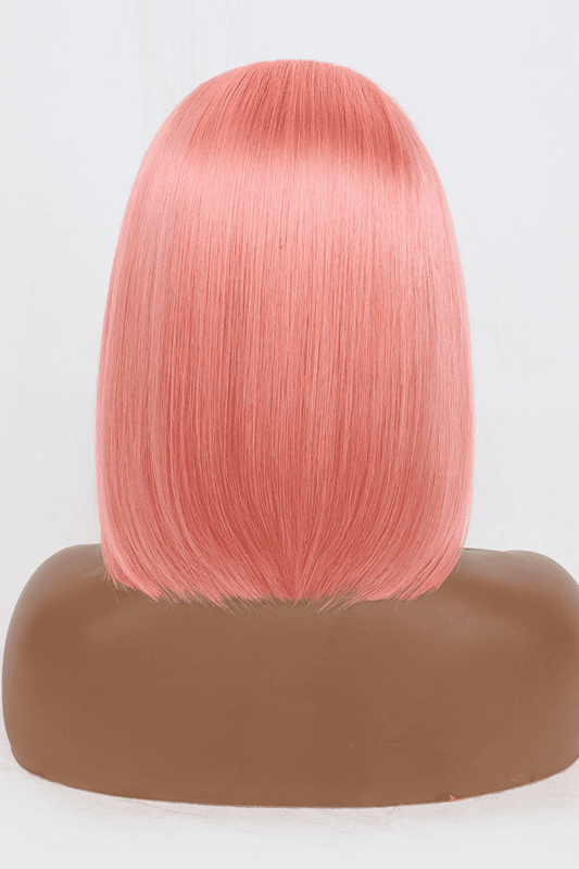 12" 165g Lace Front Wigs Human Hair in Rose Pink 150% Density Trendsi