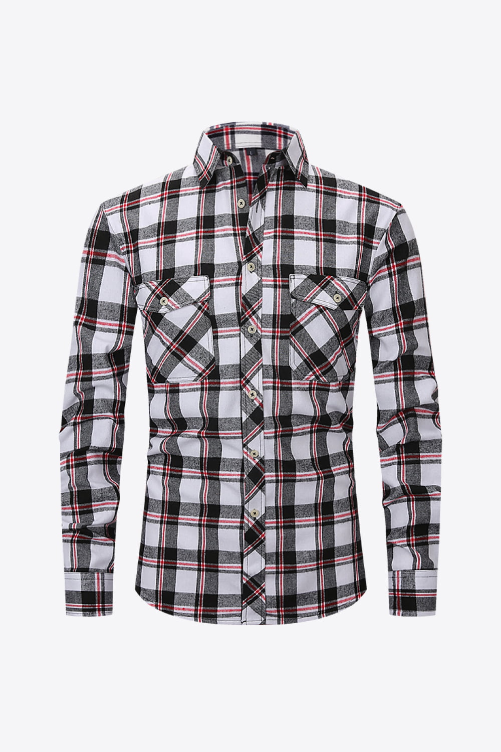 Men's Plaid Button-Up Long Sleeve Shirt Trendsi