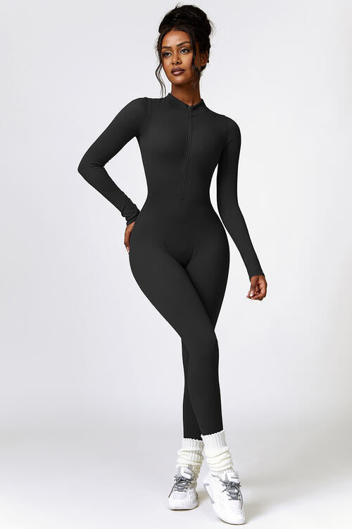 Half Zip Long Sleeve Active Sports Jumpsuit