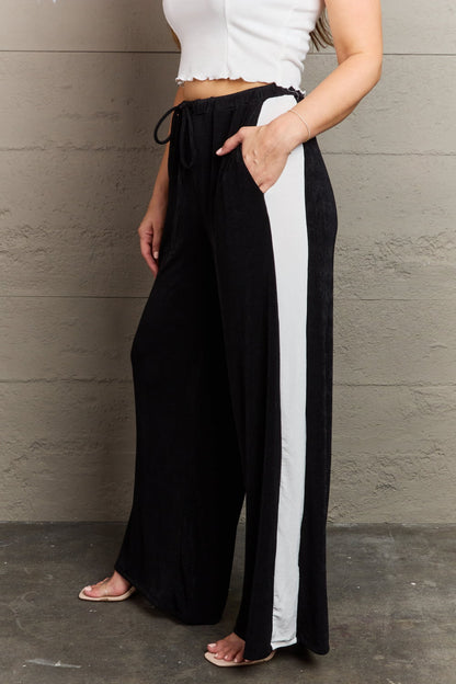 Culture Code Keep It Casual Color Block Stripe Long Pants in Black