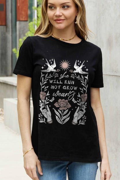 Simply Love SHE WILL RUN NOT GROW WEARY Graphic Cotton Tee