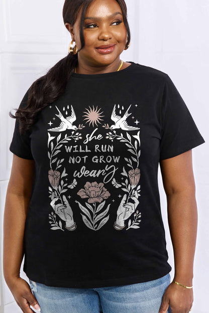 Simply Love SHE WILL RUN NOT GROW WEARY Graphic Cotton Tee