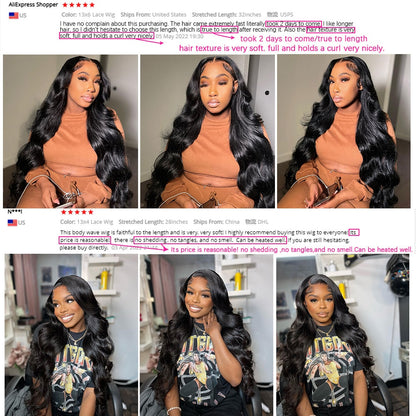 HD Transparent Body Wave Lace Front Pre Plucked Lace Frontal Wig - Black Lola’s Hidden Gem