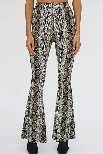 Snakeskin Print Flare Pants Trendsi