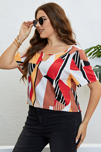 Gem Plus+ Cutout Short Sleeve Blouse