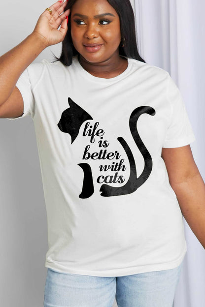 Simply Love Simply Love LIFE IS BETTER WITH CATS Graphic Cotton Tee