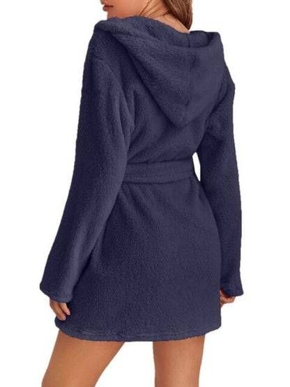 Tie Waist Hooded Robe