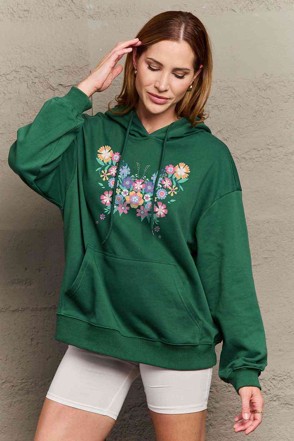 Simply Love Simply Love Floral Butterfly Graphic Hoodie