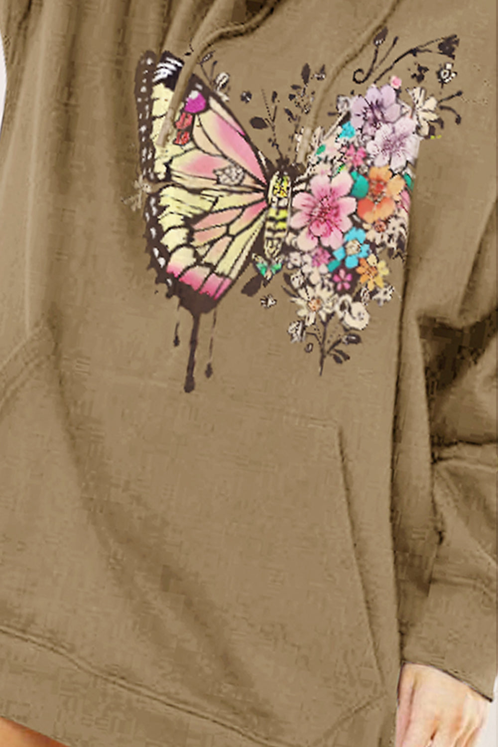 Simply Love Butterfly Graphic Dropped Shoulder Hoodie