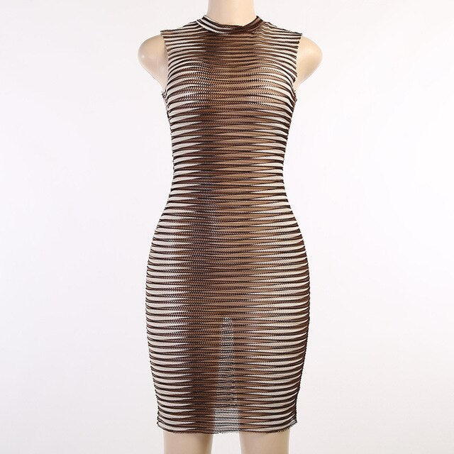 Stripe Printed O-neck Party Mini Dress Lola’s Hidden Gem