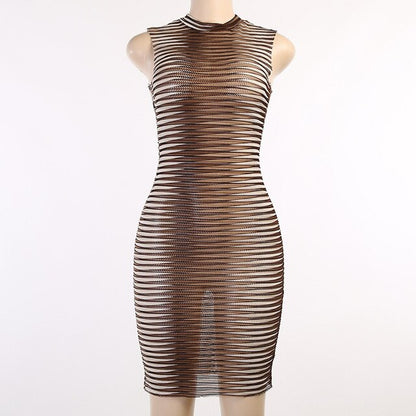 Stripe Printed O-neck Party Mini Dress Lola’s Hidden Gem