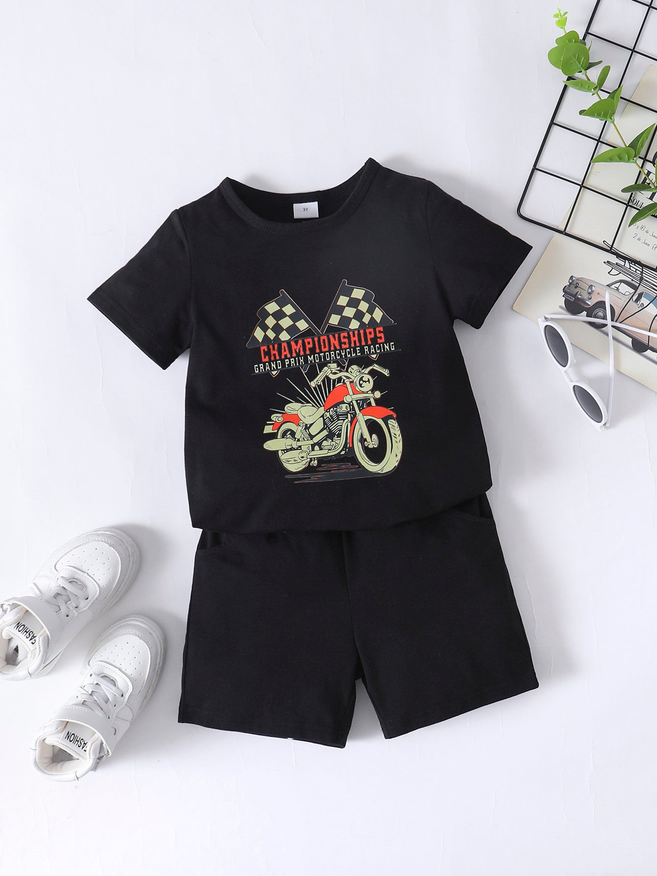 Boys CHAMPIONSHIPS Graphic Tee and Shorts Set Trendsi