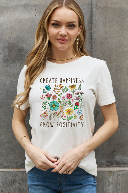 Simply Love CREATE HAPPINESS GROW POSITIVITY Graphic Cotton Tee