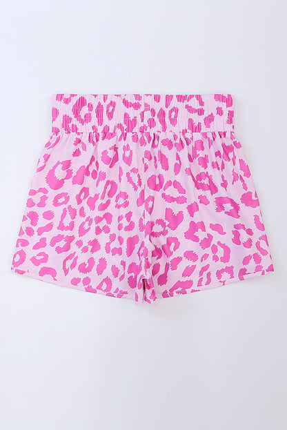 Leopard Elastic High Waist Shorts Trendsi