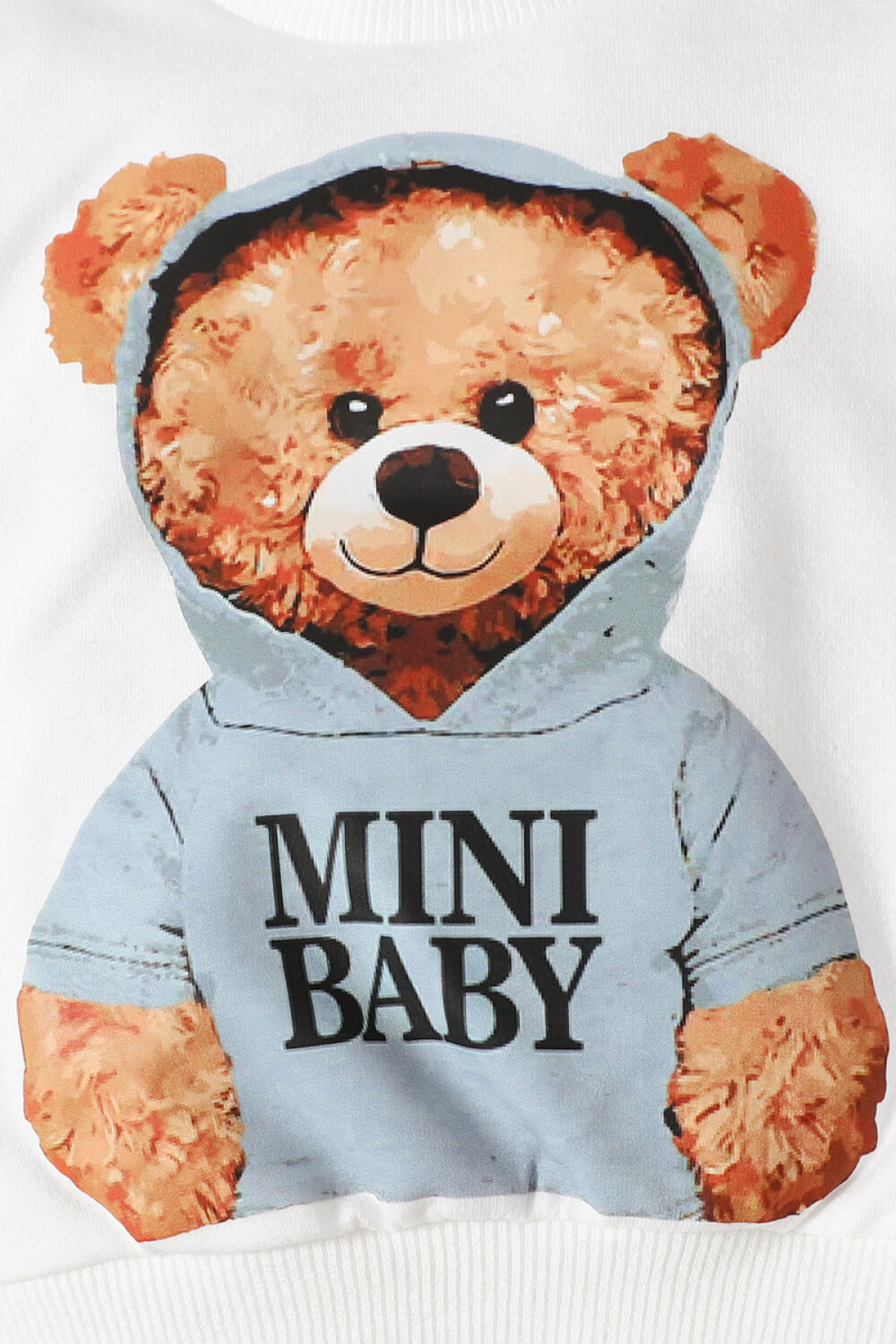 Baby Bear Graphic Sweatshirt and Distressed Jeans Set Trendsi