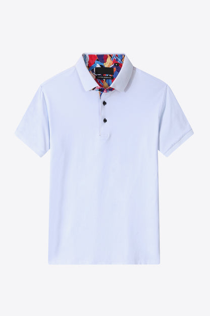 Men's Quarter-Button Short Sleeve Polo Shirt Trendsi