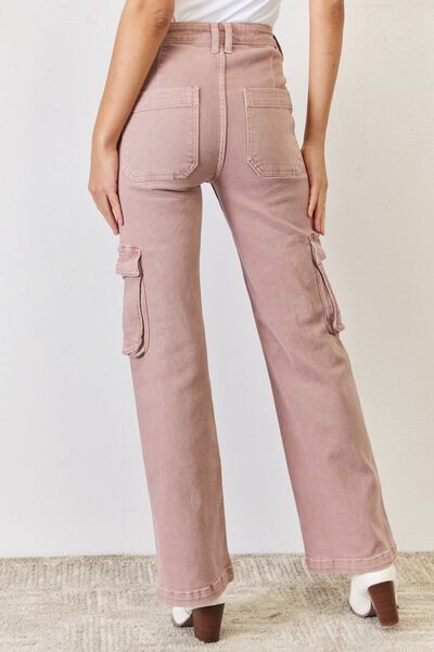 RISEN High Rise Cargo Wide Leg Jeans