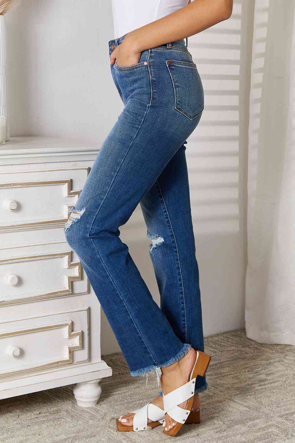 Judy Blue Distressed Raw Hem Jeans