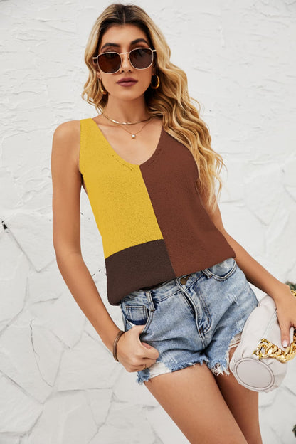 Color Block Knit Tank Top