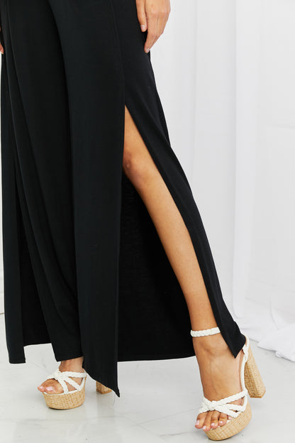 Culture Code Heatwave Front Slit Flowy Pants in Black Trendsi