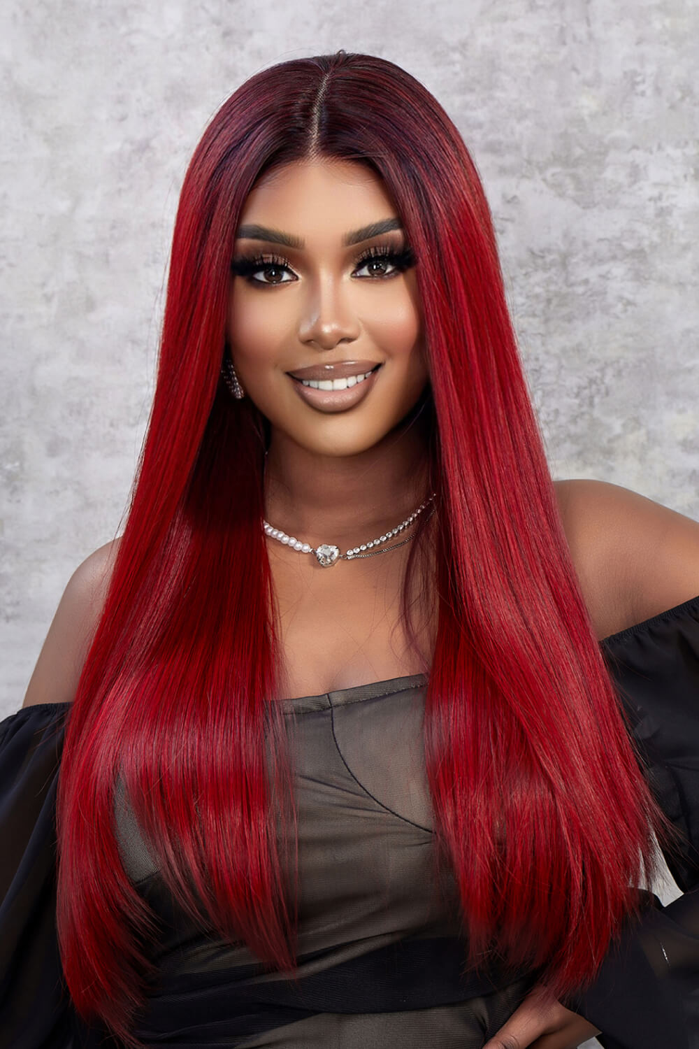 13*2" Lace Front Wigs Synthetic Straight 26" 150% Density Trendsi