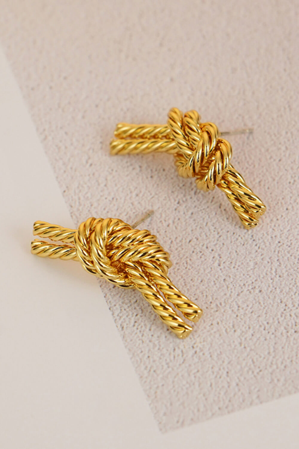 18K Gold Plated Twisted Earrings Trendsi