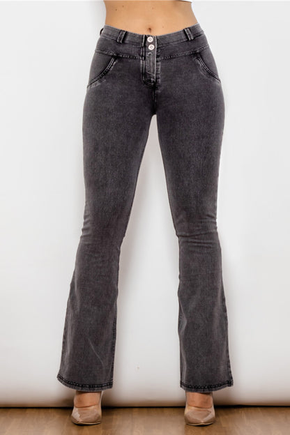 Two-Button Flare Jeans Trendsi