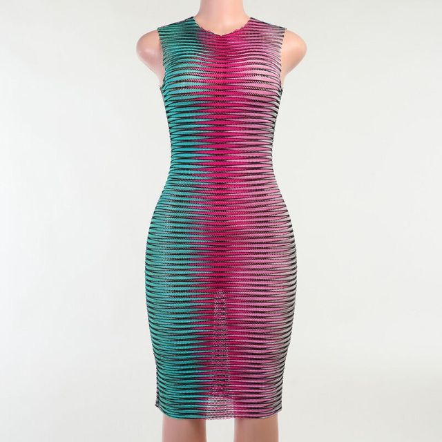 Stripe Printed O-neck Party Mini Dress Lola’s Hidden Gem