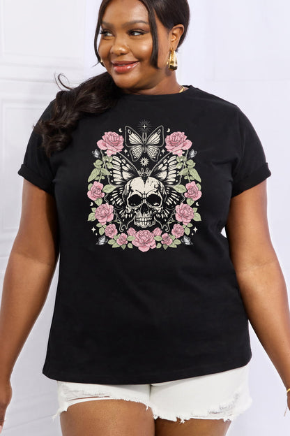 Simply Love Simply Love Skull & Butterfly Graphic Cotton Tee