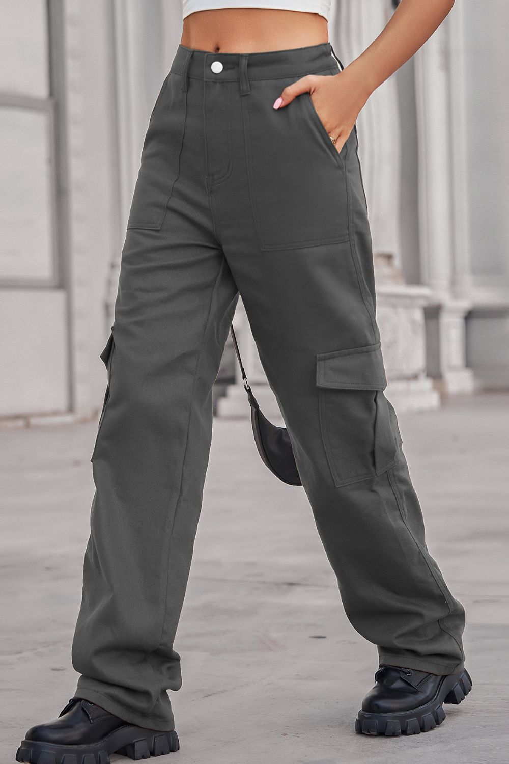 Long Straight Leg Cargo Pants Trendsi