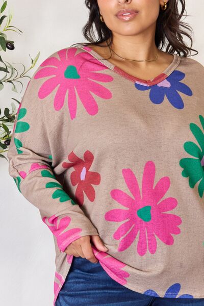 Hopely Floral V-Neck Long Sleeve Top