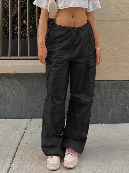 Drawstring Waist Parachute Pants