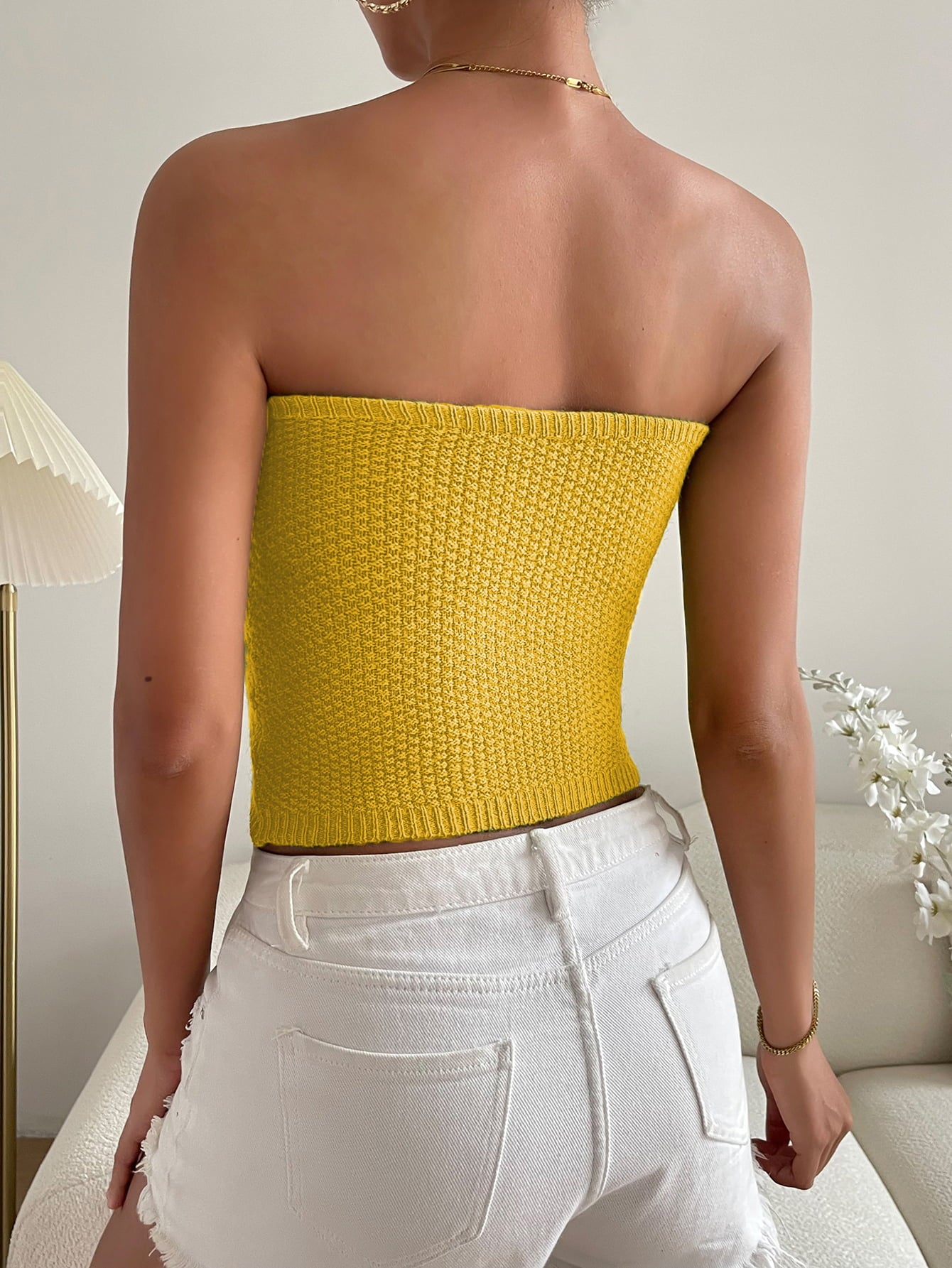 Sweetheart Neck Knit Tube Top Trendsi