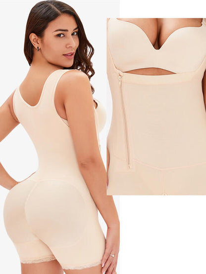 Side Zip Up Wide Strap Shapewear