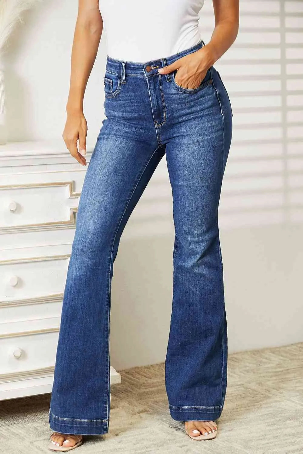 Judy Blue High Waist Wide Hem Flare Jeans