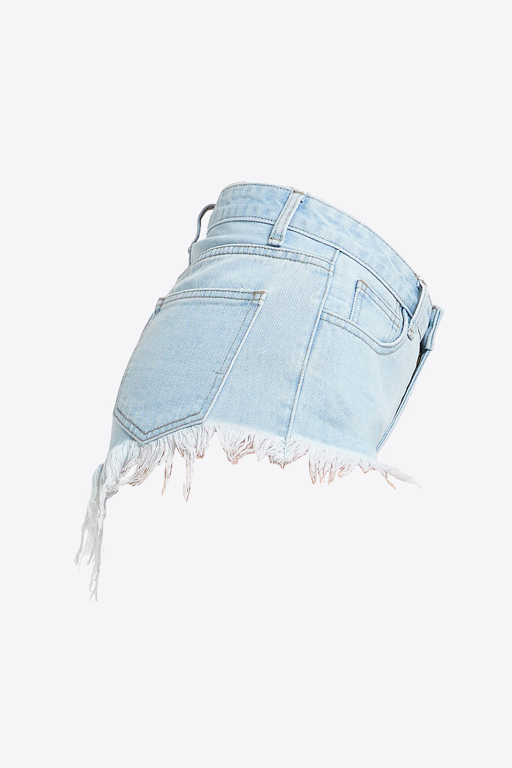 Gem Size Frayed Denim Shorts Trendsi