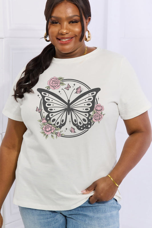 Simply Love Simply Size Butterfly Graphic Cotton Tee