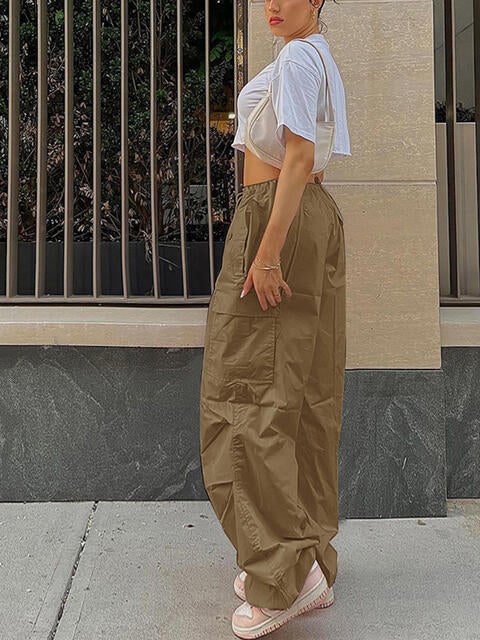 Drawstring Waist Parachute Pants