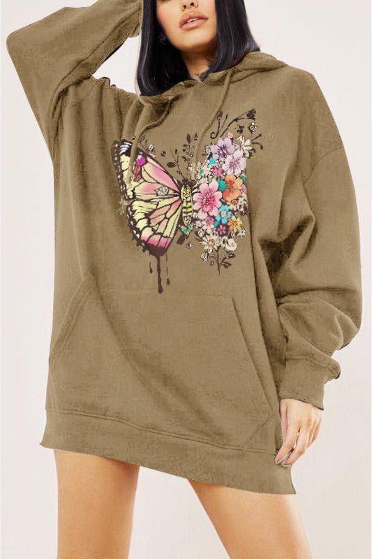 Simply Love Butterfly Graphic Dropped Shoulder Hoodie