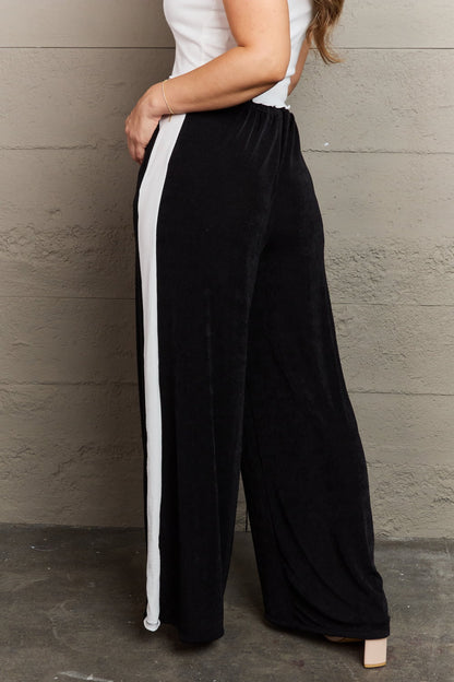 Culture Code Keep It Casual Color Block Stripe Long Pants in Black