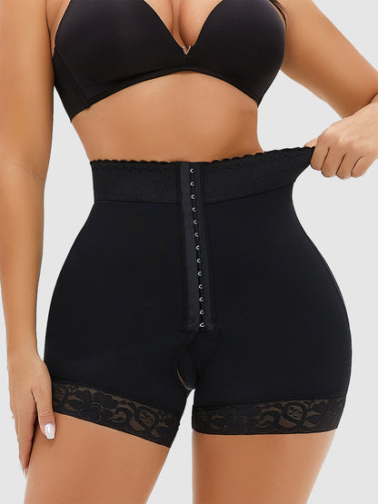 Lace Detail Hook-and-Eye Shaping Shorts