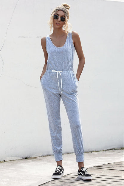 Knot Sleeveless Waist Jumpsuit Trendsi