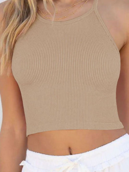 Ribbed Racerback Cropped Cami Trendsi