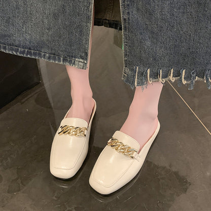 PU Leather Square Toe Flat Loafers