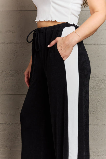 Culture Code Keep It Casual Color Block Stripe Long Pants in Black