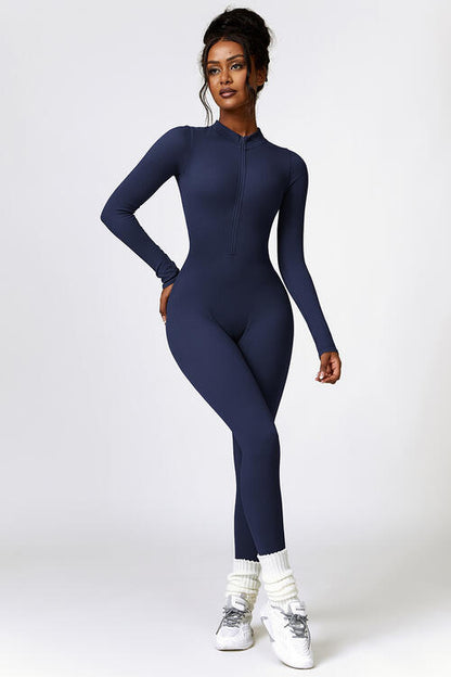 Half Zip Long Sleeve Active Sports Jumpsuit