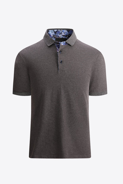 Men's Quarter-Button Short Sleeve Polo Shirt Trendsi